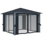 vidaXL Pavillon mit Vorhängen & LED-Lichterkette 3x3 m Anthrazit Alu vidaXL Pavillon mit Vorhängen & LED-Lichterkette 3x3 m Anthrazit Alu