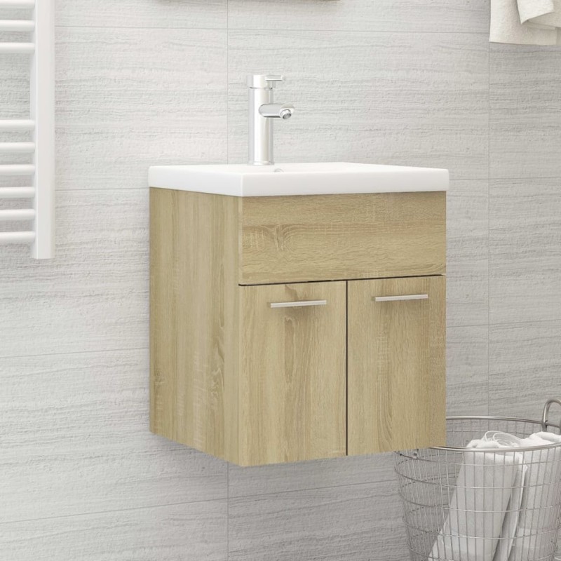 vidaXL Waschbeckenunterschrank Einbaubecken Sonoma-Eiche Holzwerkstoff vidaXL Waschbeckenunterschrank Einbaubecken Sonoma-Eiche Holzwerkstoff