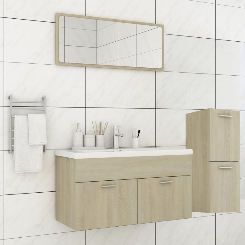 vidaXL Badmöbel-Set Sonoma-Eiche Holzwerkstoff vidaXL Badmöbel-Set Sonoma-Eiche Holzwerkstoff