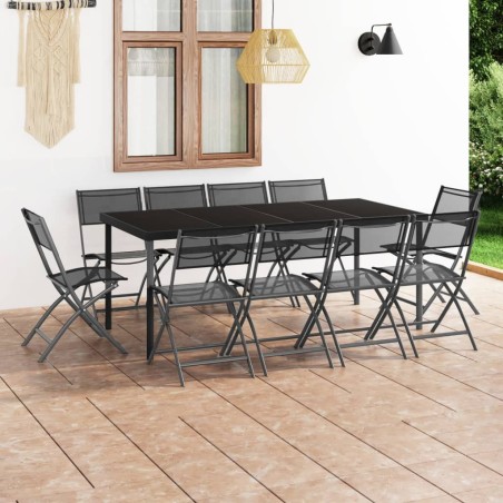vidaXL 11-tlg. Garten-Essgruppe Stahl