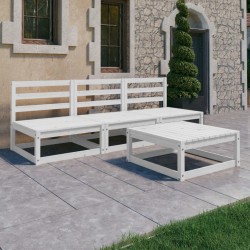 vidaXL 4-tlg. Garten-Lounge-Set Weiß Kiefer Massivholz