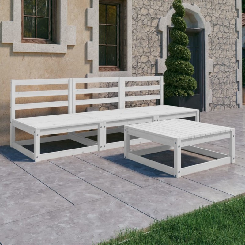 vidaXL 4-tlg. Garten-Lounge-Set Weiß Kiefer Massivholz vidaXL 4-tlg. Garten-Lounge-Set Weiß Kiefer Massivholz