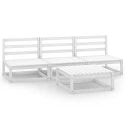 vidaXL 4-tlg. Garten-Lounge-Set Weiß Kiefer Massivholz