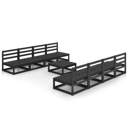 vidaXL 9-tlg. Garten-Lounge-Set Schwarz Massivholz Kiefer