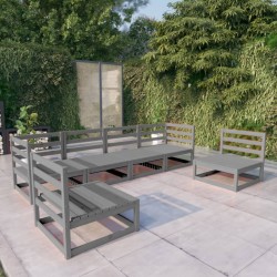 vidaXL 6-tlg. Garten-Lounge-Set Grau Kiefer Massivholz