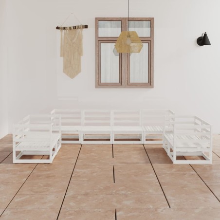 vidaXL 8-tlg. Garten-Lounge-Set Weiß Kiefer Massivholz
