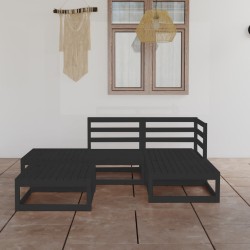 vidaXL 5-tlg. Garten-Lounge-Set Schwarz Massivholz Kiefer