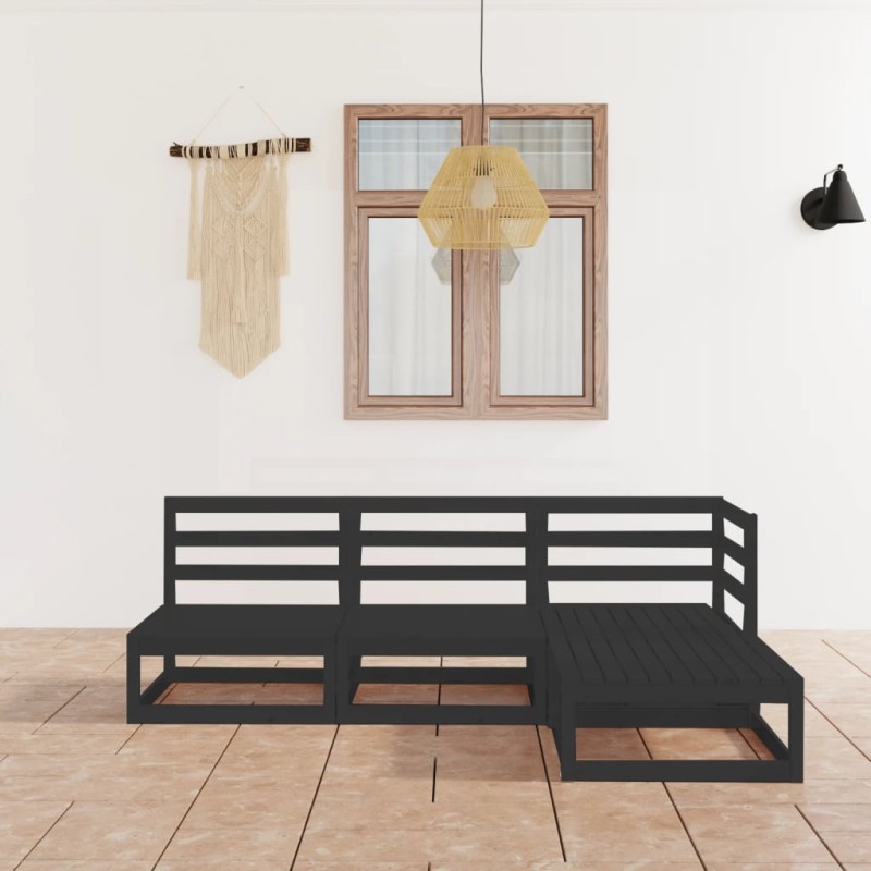 vidaXL 4-tlg. Garten-Lounge-Set Schwarz Massivholz Kiefer vidaXL 4-tlg. Garten-Lounge-Set Schwarz Massivholz Kiefer