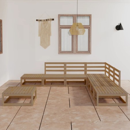 vidaXL 8-tlg. Garten-Lounge-Set Honigbraun Massivholz Kiefer