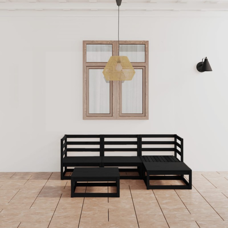 vidaXL 5-tlg. Garten-Lounge-Set Schwarz Massivholz Kiefer vidaXL 5-tlg. Garten-Lounge-Set Schwarz Massivholz Kiefer