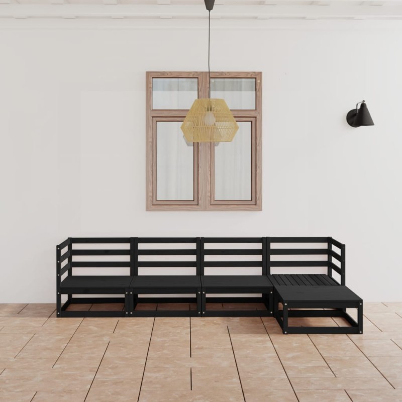 vidaXL 5-tlg. Garten-Lounge-Set Schwarz Massivholz Kiefer vidaXL 5-tlg. Garten-Lounge-Set Schwarz Massivholz Kiefer
