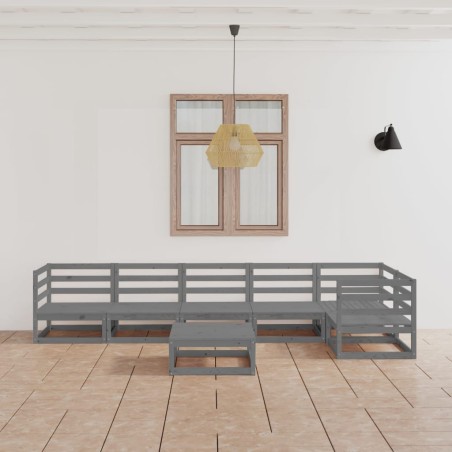 vidaXL 7-tlg. Garten-Lounge-Set Grau Kiefer Massivholz 