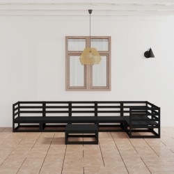 vidaXL 7-tlg. Garten-Lounge-Set Schwarz Massivholz Kiefer 