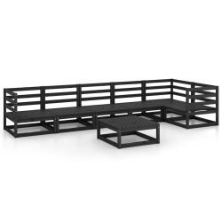 vidaXL 7-tlg. Garten-Lounge-Set Schwarz Massivholz Kiefer 