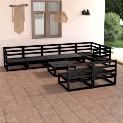vidaXL 9-tlg. Garten-Lounge-Set Schwarz Massivholz Kiefer
