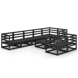 vidaXL 9-tlg. Garten-Lounge-Set Schwarz Massivholz Kiefer