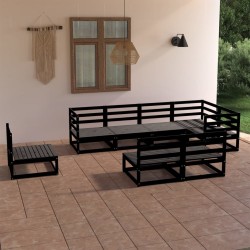 vidaXL 8-tlg. Garten-Lounge-Set Schwarz Massivholz Kiefer