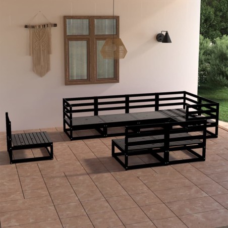 vidaXL 8-tlg. Garten-Lounge-Set Schwarz Massivholz Kiefer