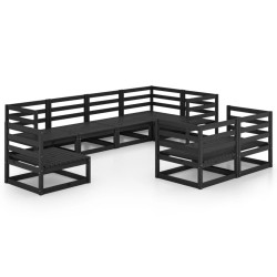 vidaXL 8-tlg. Garten-Lounge-Set Schwarz Massivholz Kiefer