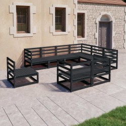 vidaXL 9-tlg. Garten-Lounge-Set Schwarz Massivholz Kiefer