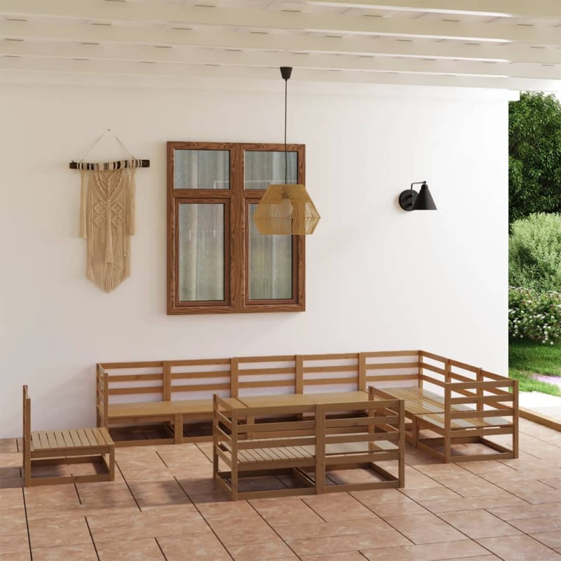 vidaXL 10-tlg. Garten-Lounge-Set Honigbraun Massivholz Kiefer vidaXL 10-tlg. Garten-Lounge-Set Honigbraun Massivholz Kiefer