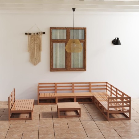 vidaXL 10-tlg. Garten-Lounge-Set Honigbraun Massivholz Kiefer