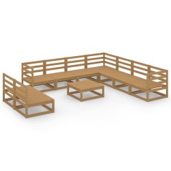vidaXL 10-tlg. Garten-Lounge-Set Honigbraun Massivholz Kiefer