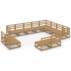 vidaXL 12-tlg. Garten-Lounge-Set Honigbraun Massivholz Kiefer