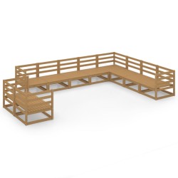 vidaXL 10-tlg. Garten-Lounge-Set Honigbraun Massivholz Kiefer