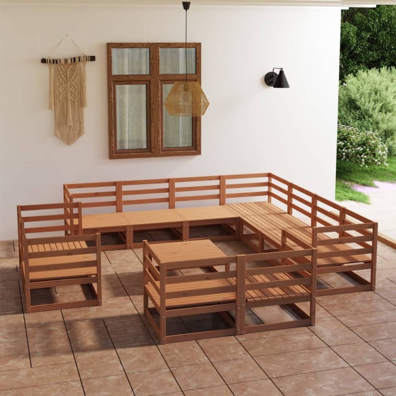 vidaXL 12-tlg. Garten-Lounge-Set Honigbraun Massivholz Kiefer