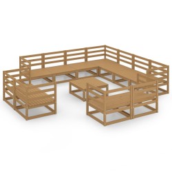 vidaXL 12-tlg. Garten-Lounge-Set Honigbraun Massivholz Kiefer