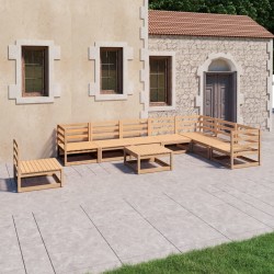 vidaXL 9-tlg. Garten-Lounge-Set Massivholz Kiefer