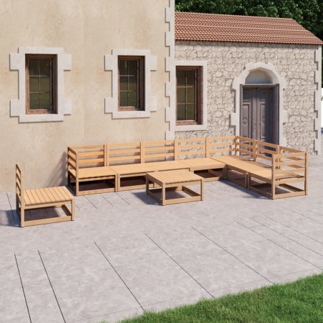 vidaXL 9-tlg. Garten-Lounge-Set Massivholz Kiefer