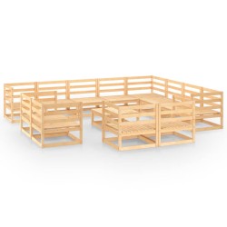 vidaXL 13-tlg. Garten-Lounge-Set Massivholz Kiefer