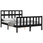 vidaXL Massivholzbett mit Kopfteil Schwarz 140x200 cm vidaXL Massivholzbett mit Kopfteil Schwarz 140x200 cm