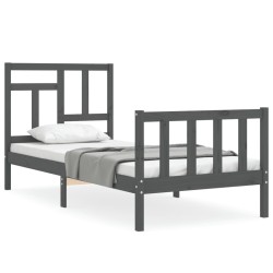 vidaXL Massivholzbett mit Kopfteil Grau 100x200 cm