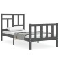 vidaXL Massivholzbett mit Kopfteil Grau 100x200 cm vidaXL Massivholzbett mit Kopfteil Grau 100x200 cm