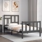 vidaXL Massivholzbett mit Kopfteil Grau 100x200 cm vidaXL Massivholzbett mit Kopfteil Grau 100x200 cm