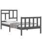 vidaXL Massivholzbett mit Kopfteil Grau 100x200 cm vidaXL Massivholzbett mit Kopfteil Grau 100x200 cm