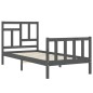 vidaXL Massivholzbett mit Kopfteil Grau 100x200 cm vidaXL Massivholzbett mit Kopfteil Grau 100x200 cm