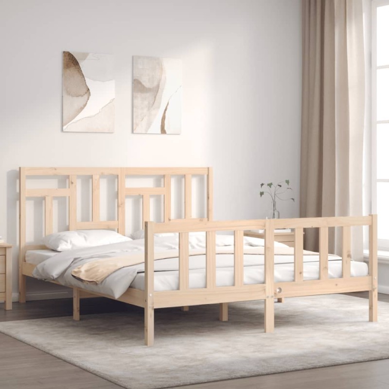 vidaXL Massivholzbett mit Kopfteil vidaXL Massivholzbett mit Kopfteil