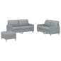 vidaXL 3-tlg. Sofagarnitur mit Kissen Hellgrau Stoff vidaXL 3-tlg. Sofagarnitur mit Kissen Hellgrau Stoff