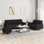 vidaXL 3-tlg. Sofagarnitur mit Kissen Schwarz Stoff vidaXL 3-tlg. Sofagarnitur mit Kissen Schwarz Stoff