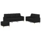 vidaXL 3-tlg. Sofagarnitur mit Kissen Schwarz Stoff vidaXL 3-tlg. Sofagarnitur mit Kissen Schwarz Stoff