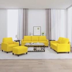 vidaXL 4-tlg. Sofagarnitur mit Kissen Hellgelb Stoff