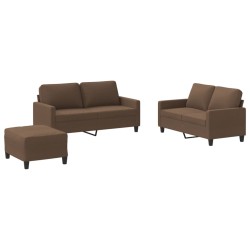 vidaXL 3-tlg. Sofagarnitur mit Kissen Braun Stoff