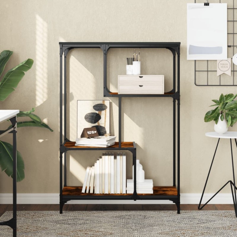 vidaXL Bücherregal Räuchereiche 81x36x115 cm Holzwerkstoff und Stahl vidaXL Bücherregal Räuchereiche 81x36x115 cm Holzwerkstoff und Stahl