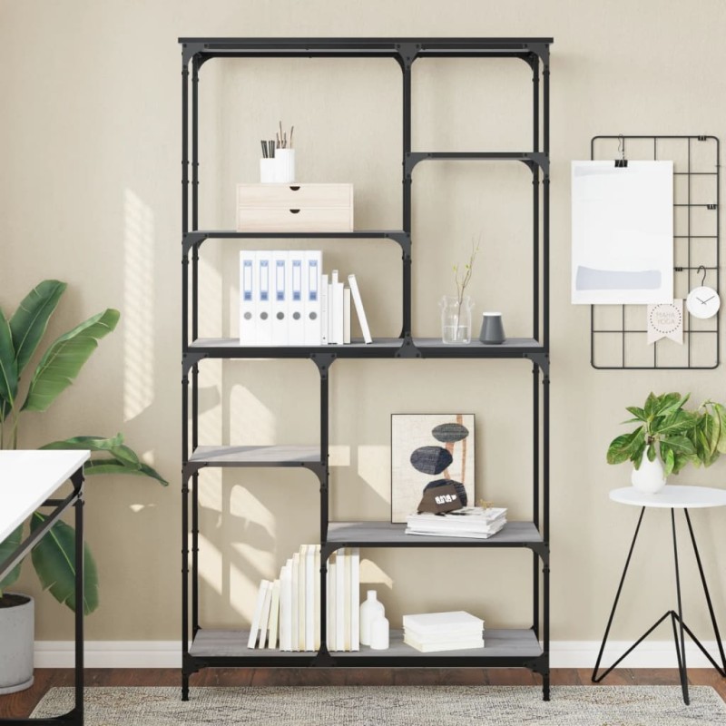 vidaXL Bücherregal Grau Sonoma 99x35,5x176 cm Holzwerkstoff und Stahl vidaXL Bücherregal Grau Sonoma 99x35,5x176 cm Holzwerkstoff und Stahl