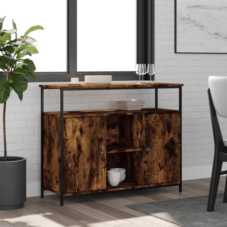 vidaXL Sideboard Räuchereiche 100x35x80 cm Holzwerkstoff