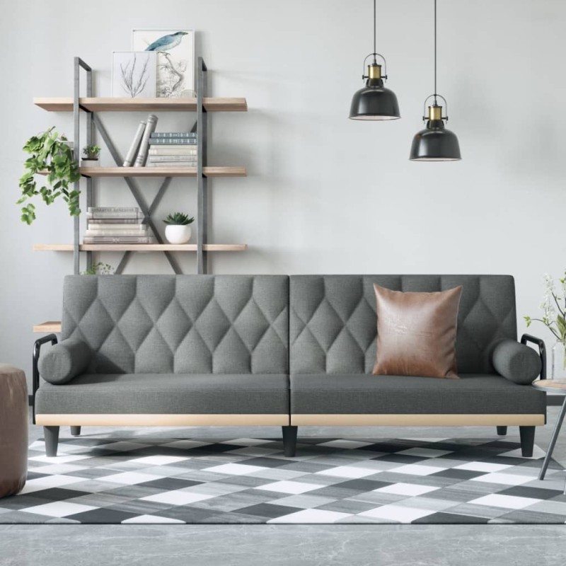 vidaXL Schlafsofa mit Armlehnen Dunkelgrau Stoff vidaXL Schlafsofa mit Armlehnen Dunkelgrau Stoff